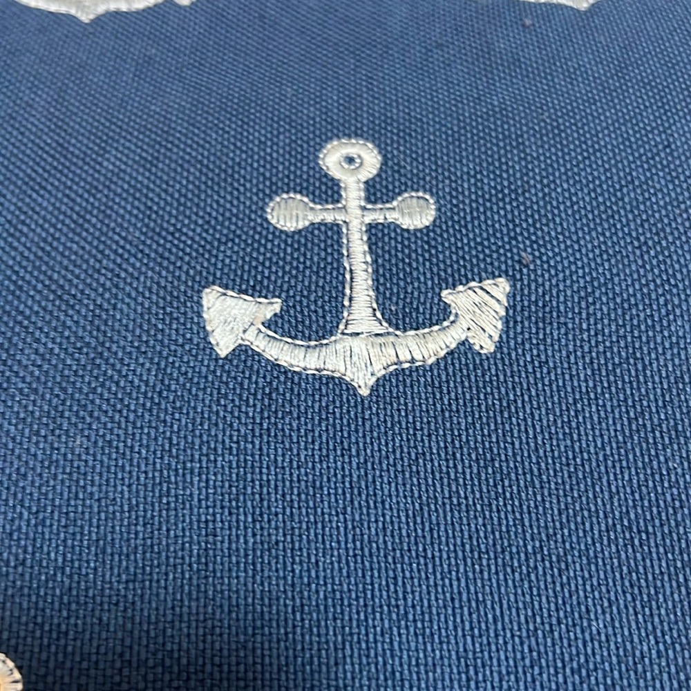 Nautical Blue With White Embroidered Anchors Pillow-See Photos - Picture 6 of 7